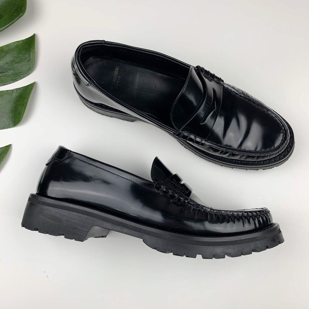 Saint Laurent Black Le Loafer monogram leather penny loafer